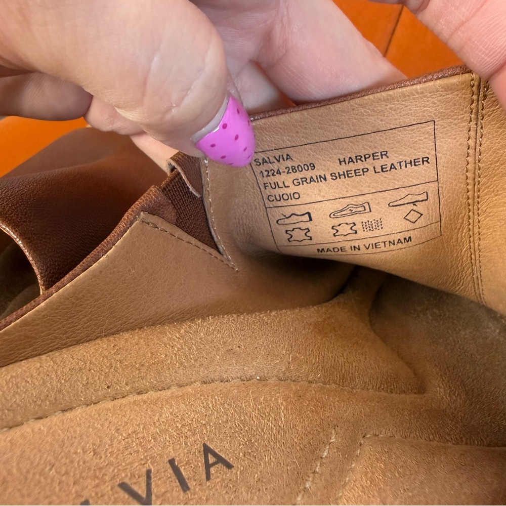 Salvia Brown Leather Slide Mules with Contrasting White Lug Sole - Picture 5 of 6